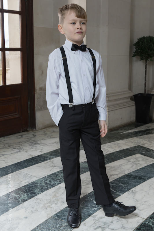 Boys Black Trouser Suit with Braces | Boys Wedding Suit | Page Boy